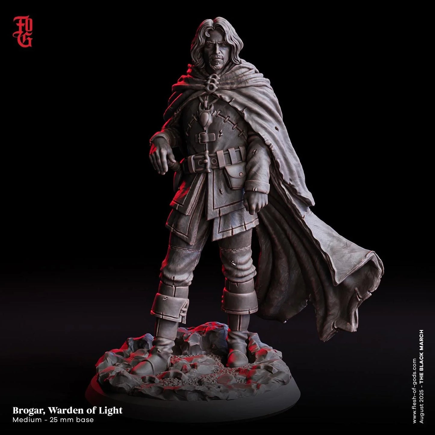 Brogar, Warden of Light | Human Paladin Miniature | 32mm Scale or 75mm Scale - Plague Miniatures