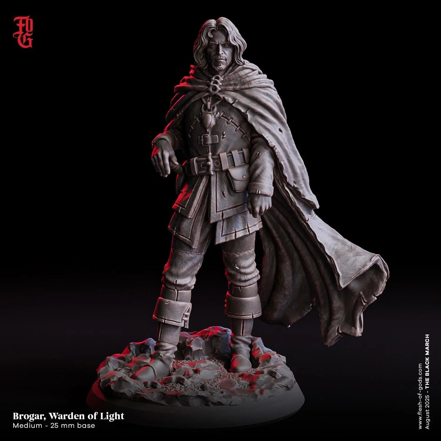 Brogar, Warden of Light | Human Paladin Miniature | 32mm Scale or 75mm Scale - Plague Miniatures