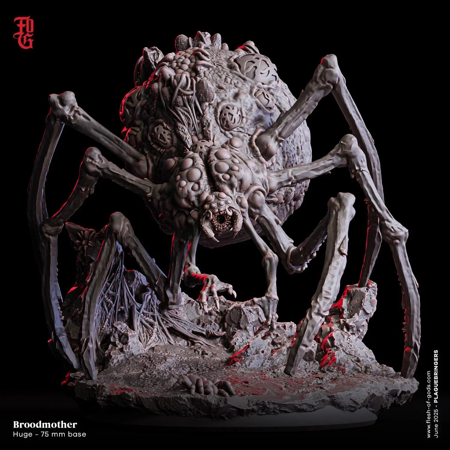 Broodmother | Spider Aberration Boss Monster Miniature | 75mm Base - Plague Miniatures