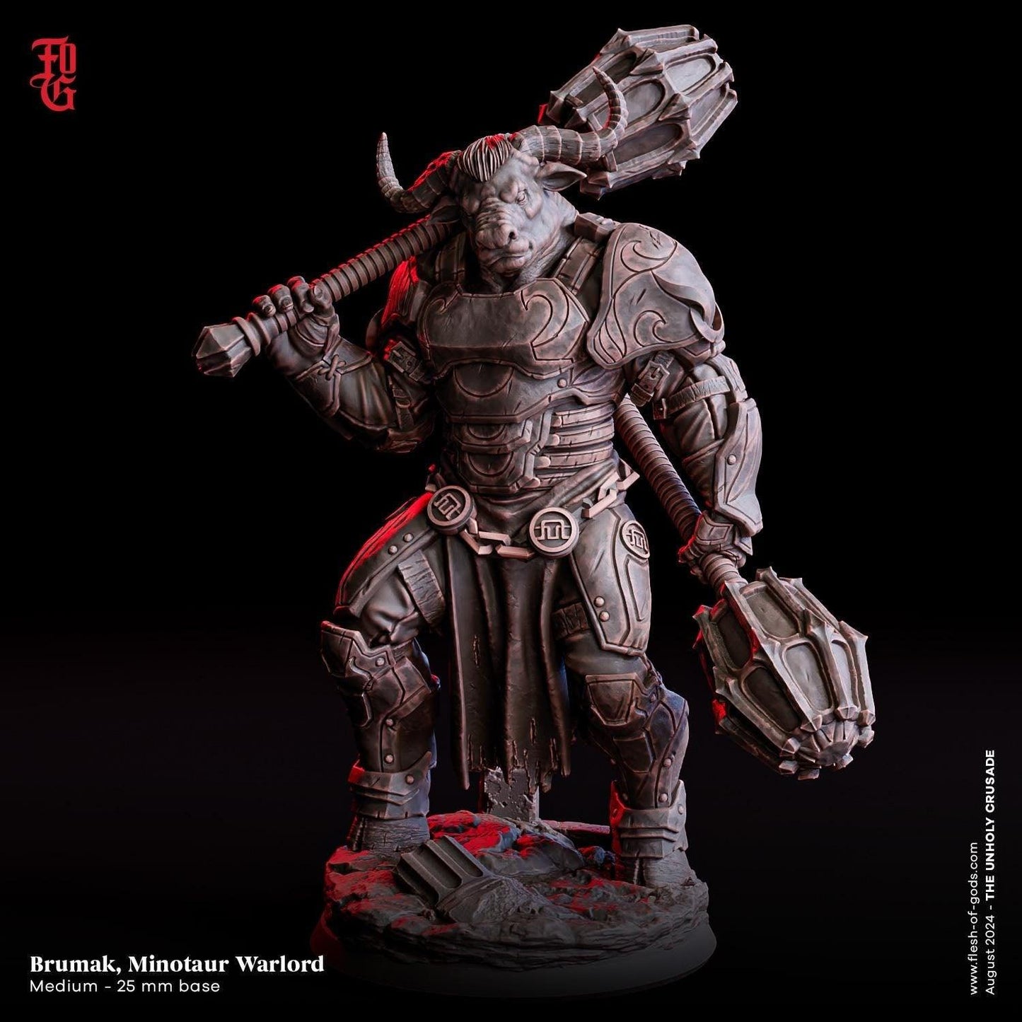 Brumak, Minotaur Warlord Miniature | Fierce Minotaur Figure for Fantasy RPGs | 32mm Scale or 75mm Scale - Plague Miniatures