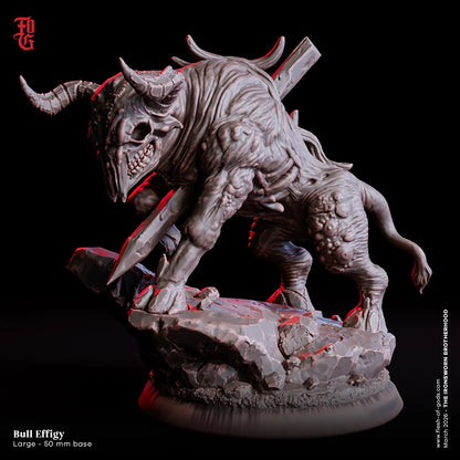 Bull Effigy Miniature | Large Primordial Undead Beast Guardian Figurine | 50mm Base - Plague Miniatures