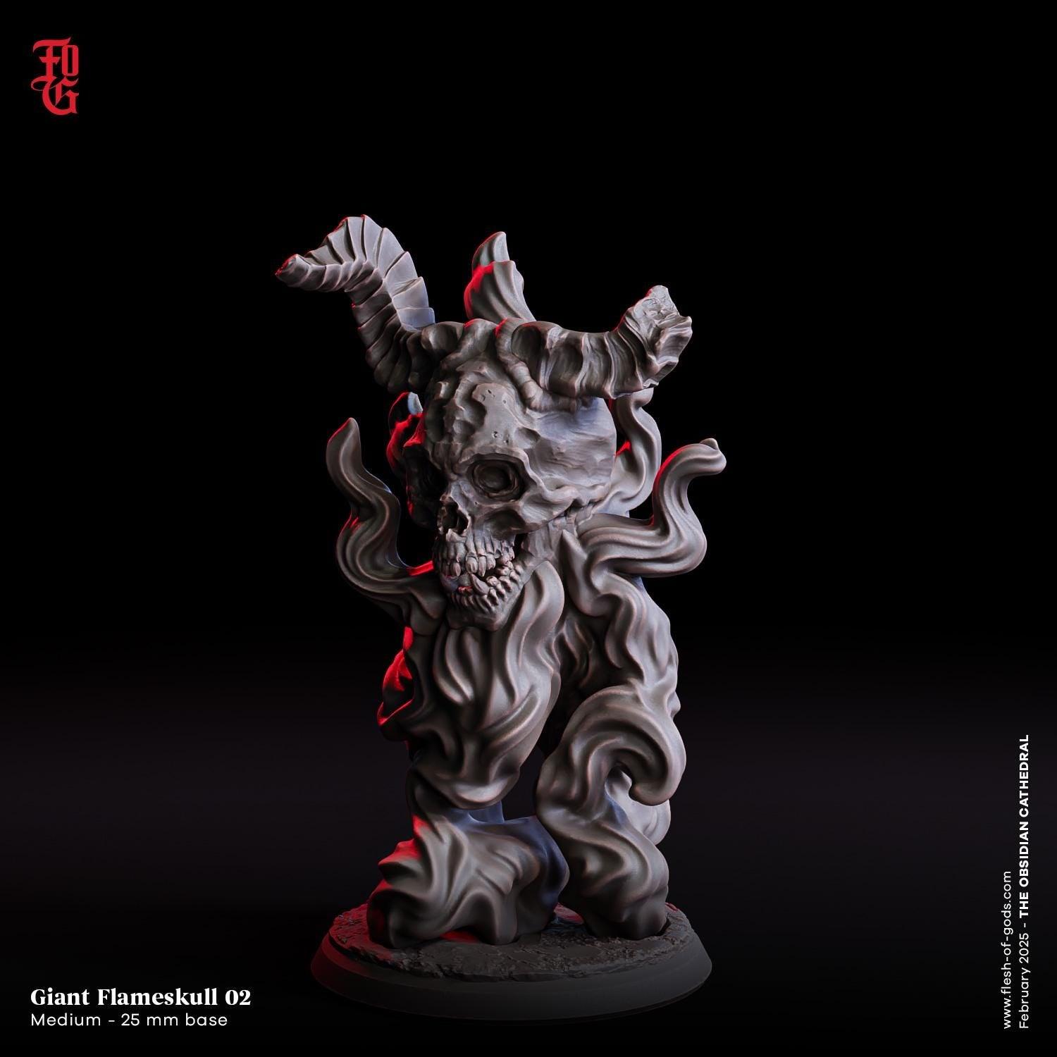 Burning Undead Skull | Flameskull Miniature for DnD | 32mm Scale - Plague Miniatures