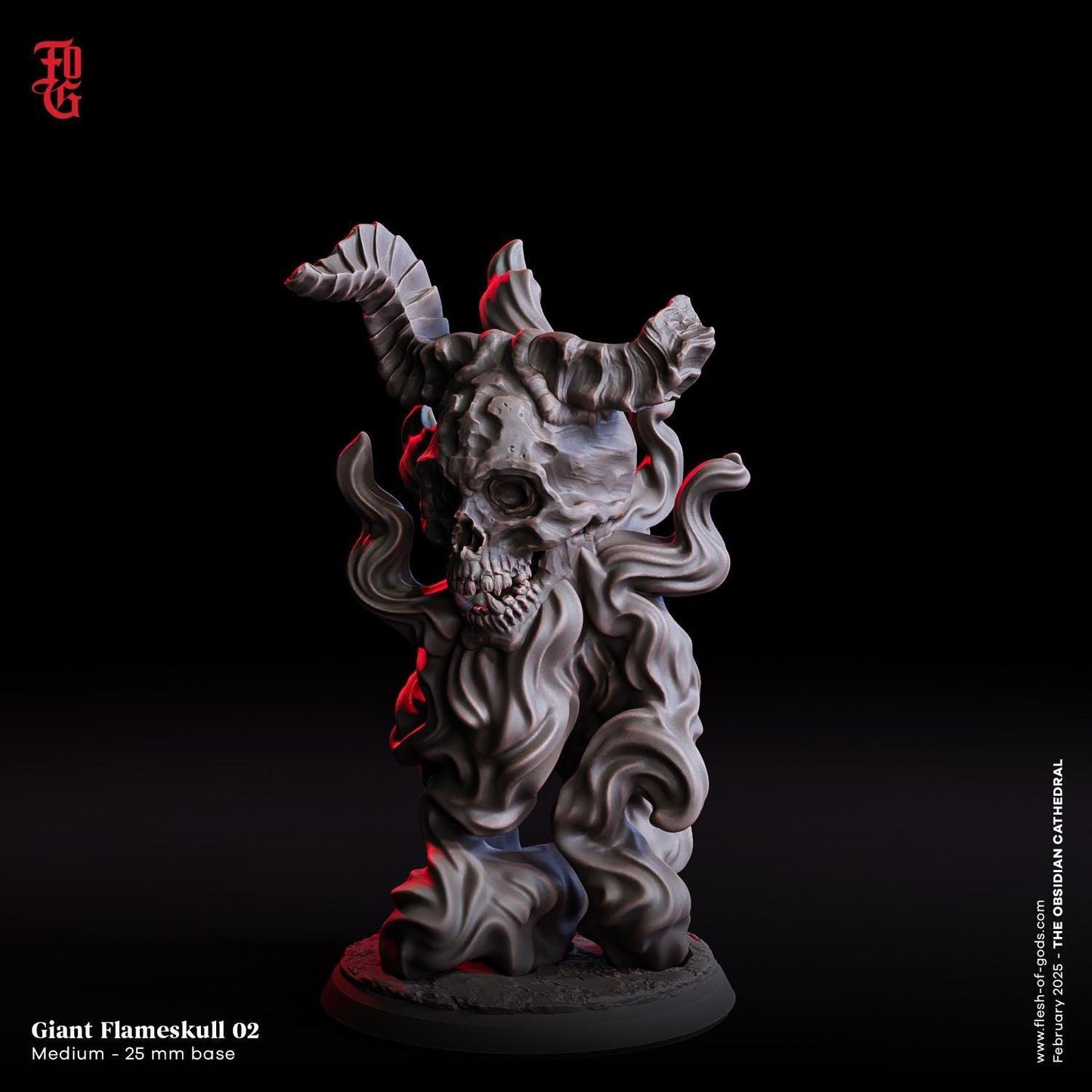 Burning Undead Skull | Flameskull Miniature for DnD | 32mm Scale - Plague Miniatures