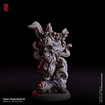 Burning Undead Skull | Flameskull Miniature for DnD | 32mm Scale - Plague Miniatures