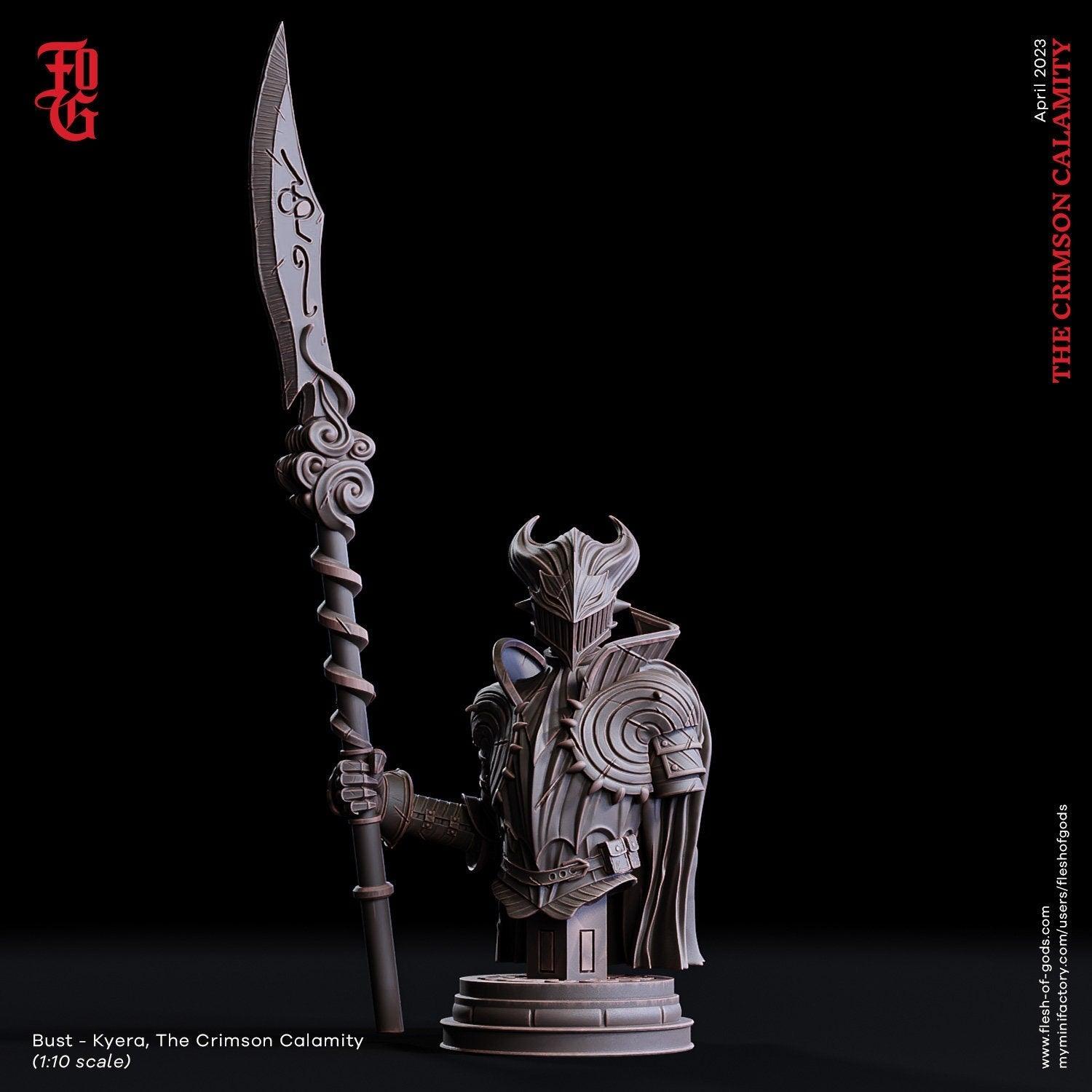 Bust of Human Female Warrior with spear | 25mm Base 75mm Scale and Bust | DnD Miniature Dungeons and Dragons DnD 5e fighter miniature paladin - Plague Miniatures shop for DnD Miniatures