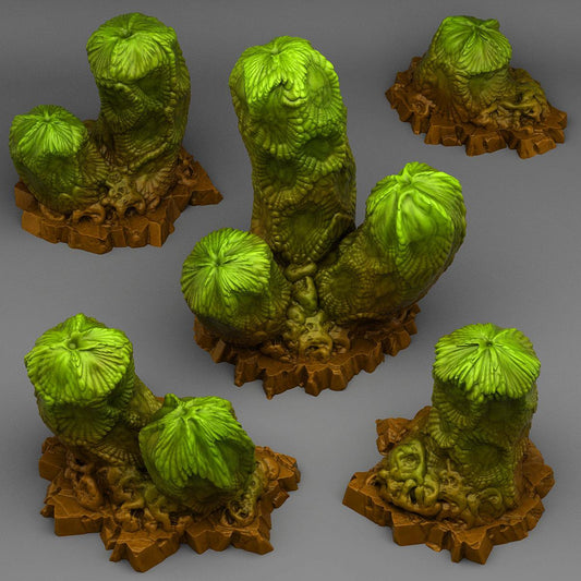 Cactus from Mars Miniatures | Wargaming Terrain Arid Plant Set of 5 | 28mm or 32mm Scale - Plague Miniatures