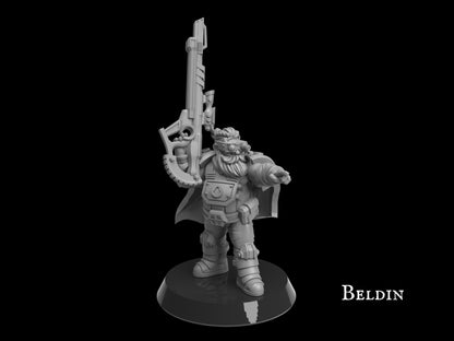 Captain Beldin, Sniper Dwarf Captain Miniature | Galactic Sniper Squad Leader - Plague Miniatures