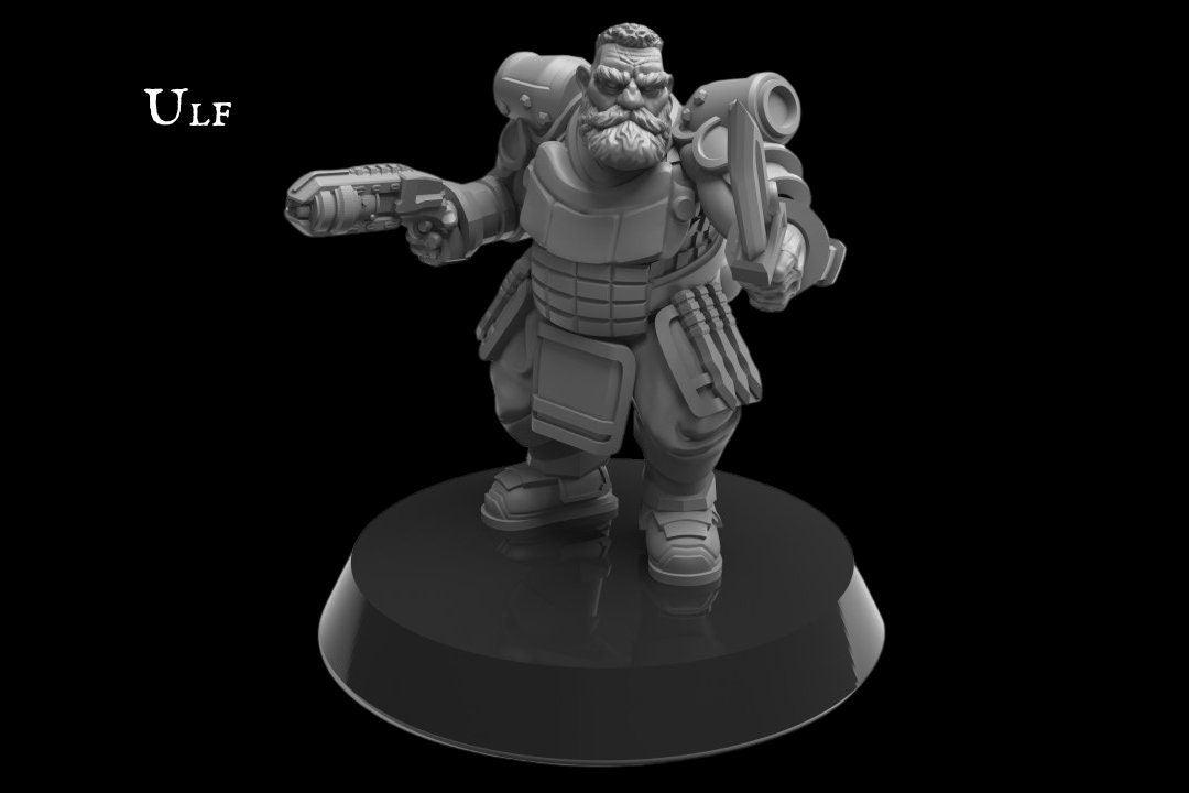 Captain Eirik, Commanding Infiltrator Dwarf Miniature | Galactic Infiltration Squad Leader - Plague Miniatures