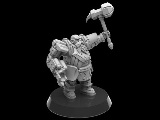 Captain Ragnar, Demolition Dwarf Leader Miniature | Galactic Demolition Squad Captain - Plague Miniatures