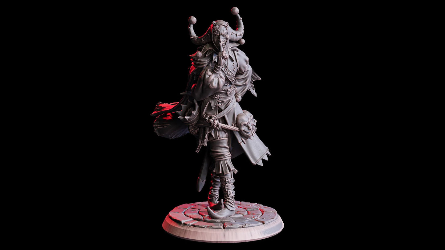 Carnival Jester | Foolish Joker NPC Miniature | 32mm Scale or 75mm Scale - Plague Miniatures