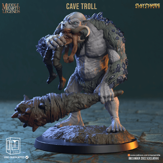 Cave Troll Monster Miniature | Monster for Dungeons and Dragons | 32mm Scale - Plague Miniatures