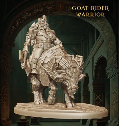Cleaver Wielder Dwarf | Goat Rider Dwarf Miniature | DnD Tabletop Gaming Figure | 50mm Base - Plague Miniatures