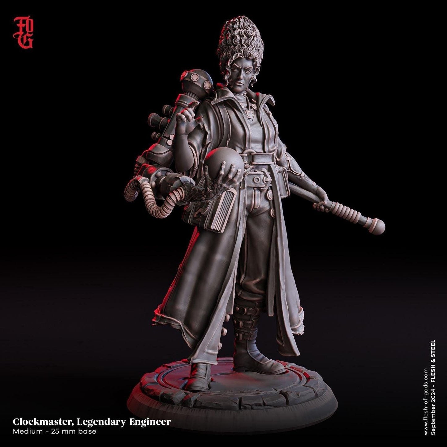 Clockmaster, Legendary Engineer Miniature | Sorceress of Clockwork | 32mm Scale or 75mm Scale - Plague Miniatures