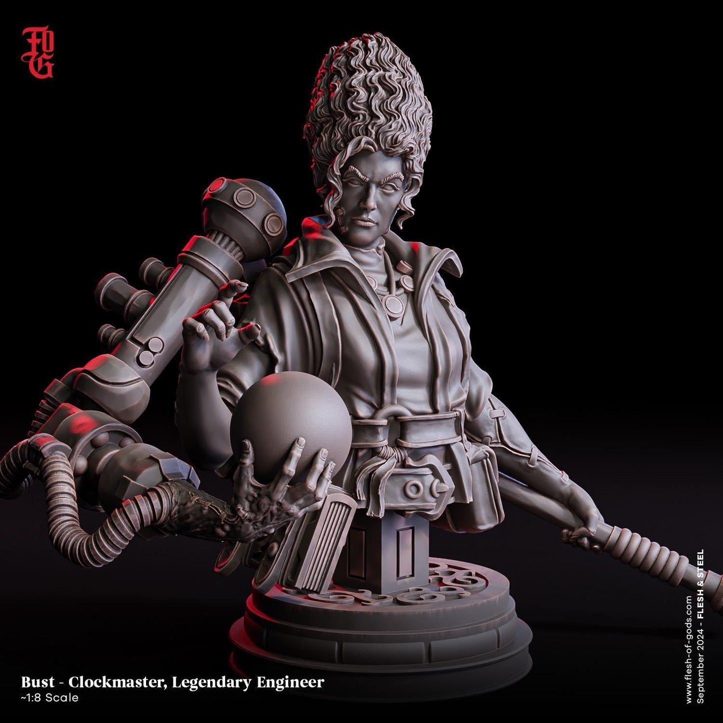 Clockmaster, Legendary Engineer Miniature | Sorceress of Clockwork | 32mm Scale or 75mm Scale - Plague Miniatures