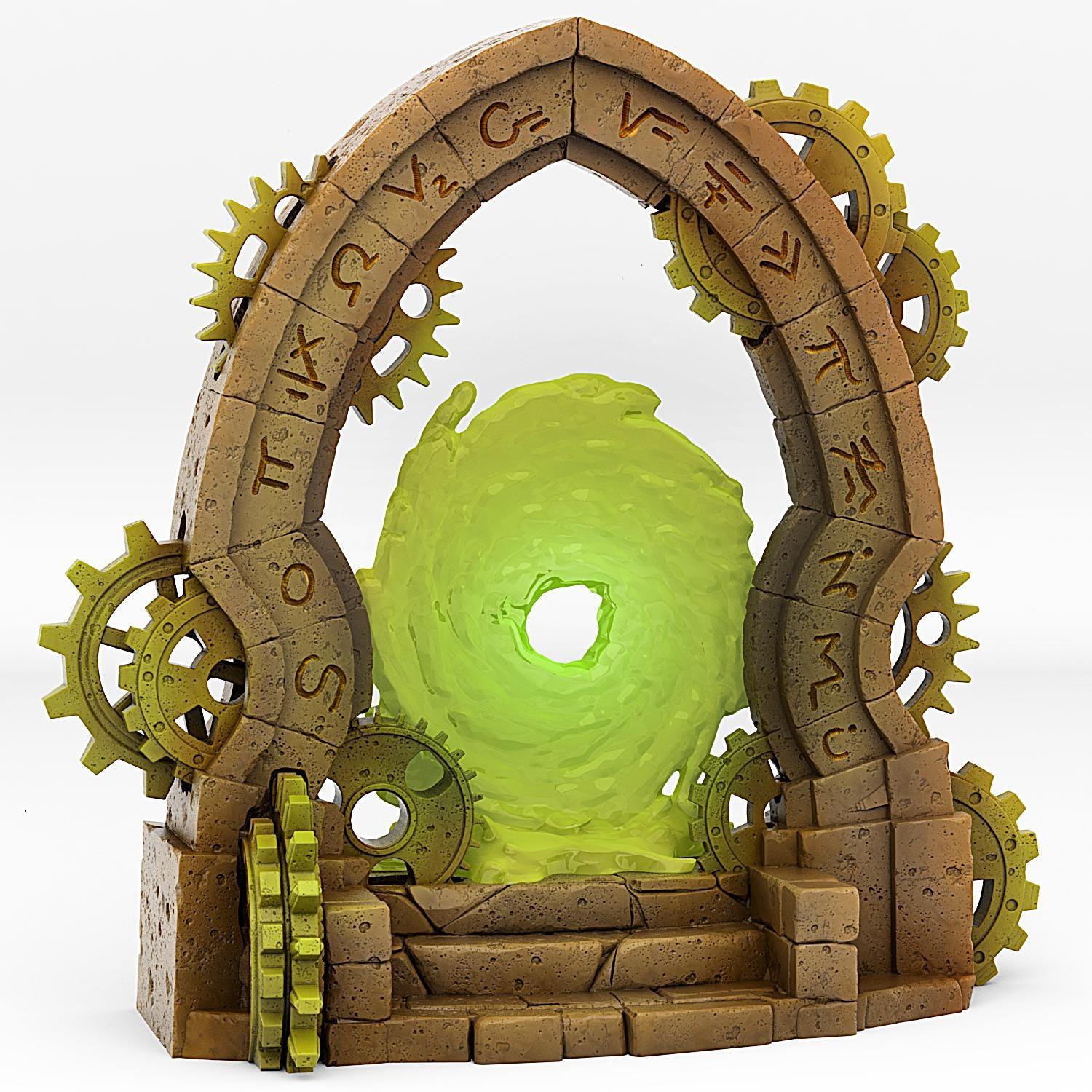 Clockwork Portal Miniature | Temporal Vortex Effect Steampunk Dungeon Terrain Prop | 28mm 32mm Scale - Plague Miniatures