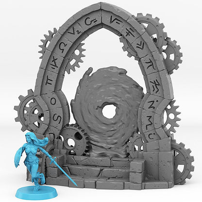 Clockwork Portal Miniature | Temporal Vortex Effect Steampunk Dungeon Terrain Prop | 28mm 32mm Scale - Plague Miniatures