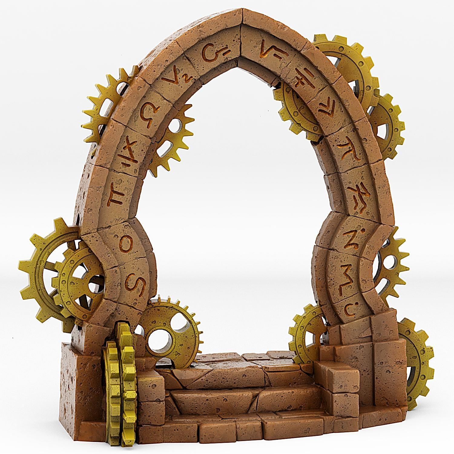 Clockwork Portal Miniature | Temporal Vortex Effect Steampunk Dungeon Terrain Prop | 28mm 32mm Scale - Plague Miniatures