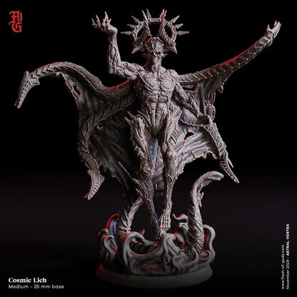 Cosmic Lich Wizard, Undead King Skeleton Miniature | Demonic Monster Miniature | 32mm Scale or 75mm Scale - Plague Miniatures