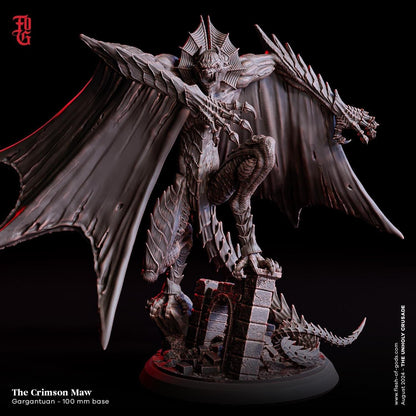 Crimson Maw Vampire Dragon Miniature | Gargantuan Monstrosity Titan | 100mm Base - Plague Miniatures