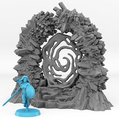 Crystal Portal Miniature | Nebular Effect Magic Rock Entrance | Dungeon Terrain Prop | 28mm or 32mm Scale - Plague Miniatures