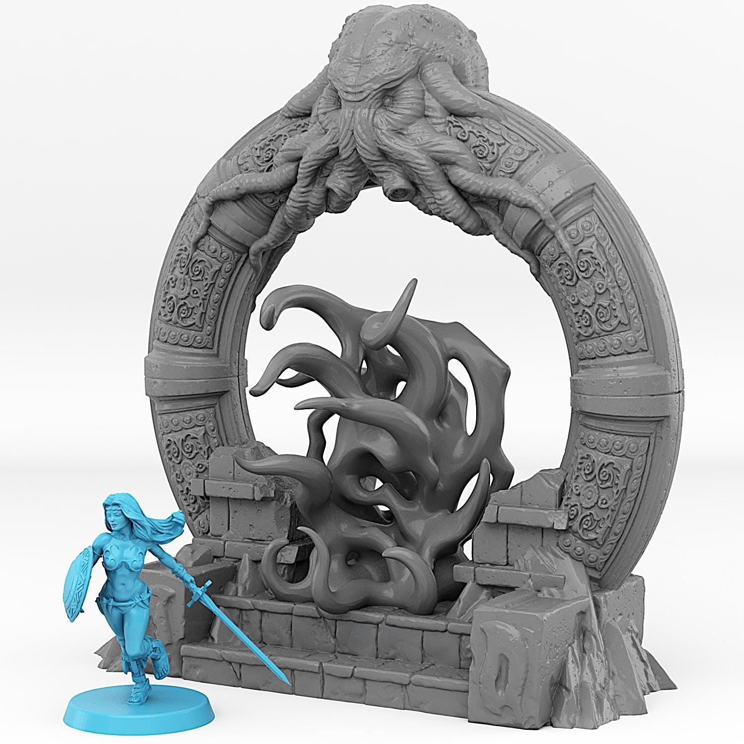 Cthulhu Portal Miniature | Tentacle Effect | Spooky Dungeon Terrain Prop | 28mm or 32mm Scale - Plague Miniatures