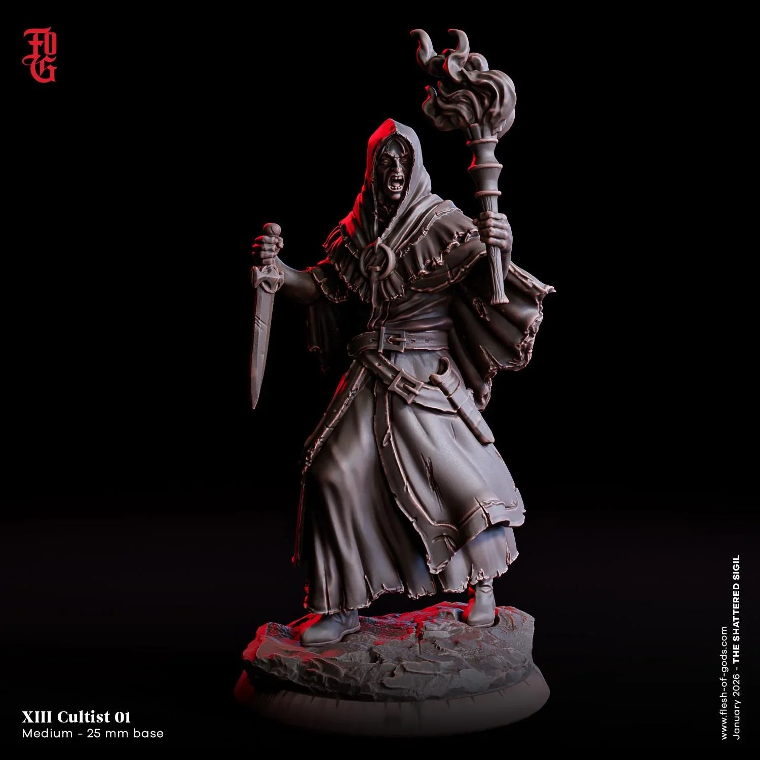 Cultist Miniature | Medium Monster Ritualist Figurine | 32mm Scale - Plague Miniatures