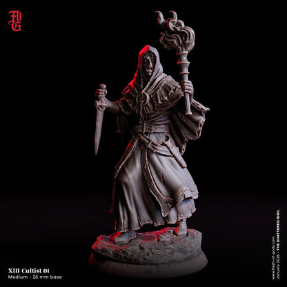 Cultist Miniature | Medium Monster Ritualist Figurine | 32mm Scale - Plague Miniatures