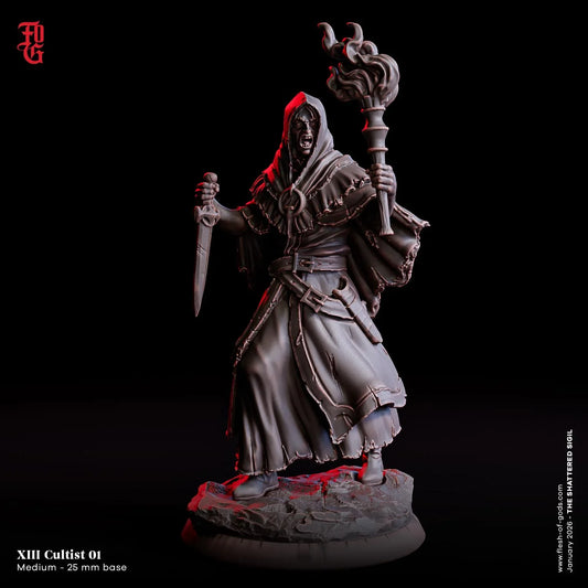 Cultist Miniature | Medium Monster Ritualist Figurine | 32mm Scale - Plague Miniatures