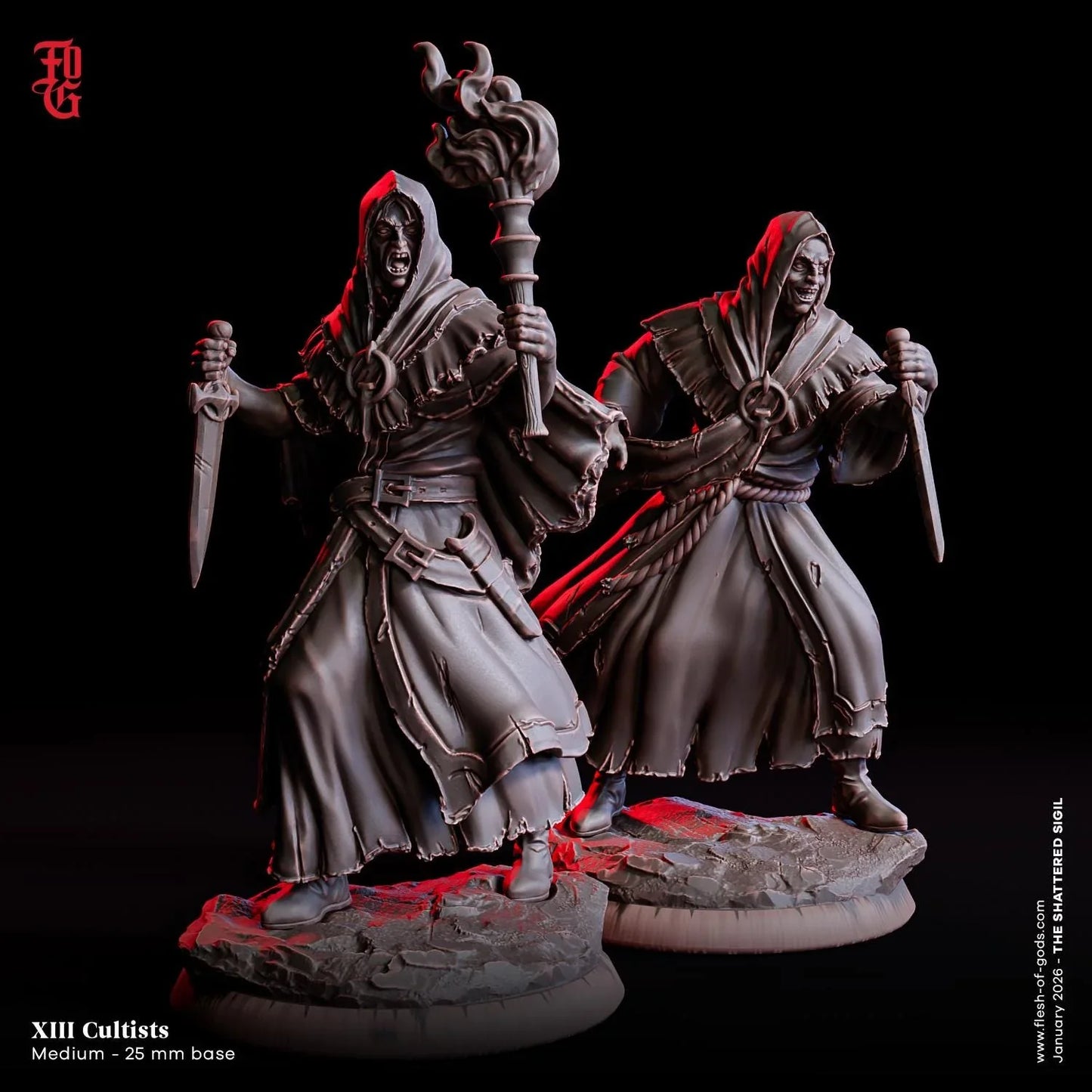 Cultist Miniature | Medium Monster Ritualist Figurine | 32mm Scale - Plague Miniatures