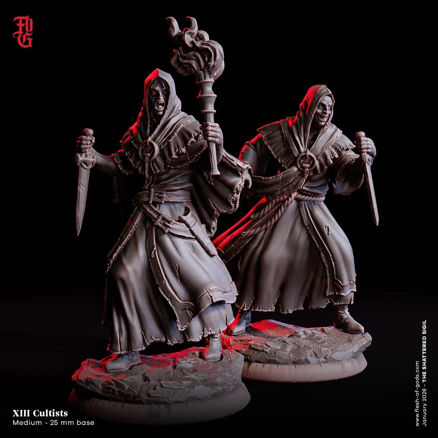Cultist Miniature | Medium Monster Ritualist Figurine | 32mm Scale - Plague Miniatures