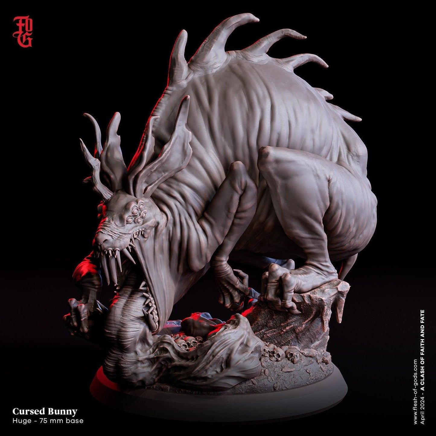 Cursed Bunny Demonic Monstrosity Miniature | Easter Special Monster Figurine | 75mm Base - Plague Miniatures