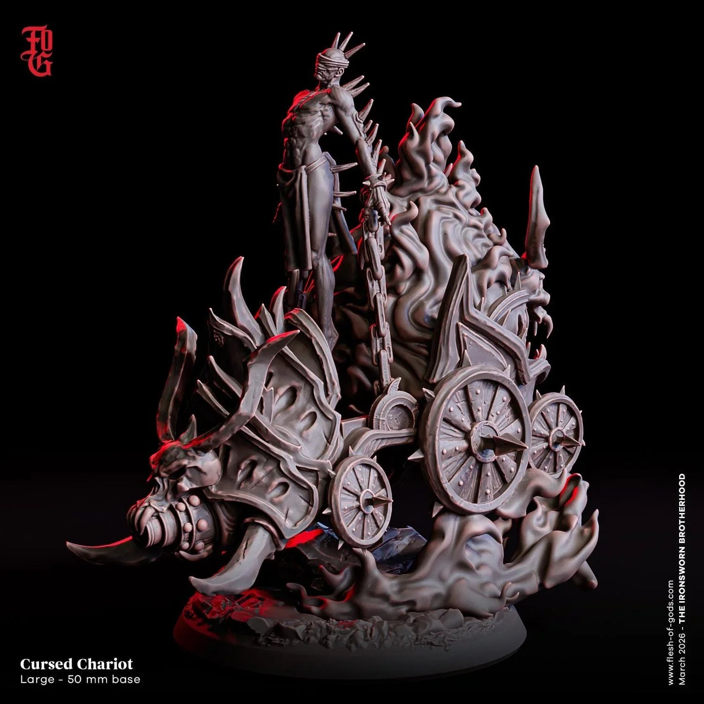 Cursed Chariot Monster Miniature Large Construct Undead Demon | 50mm Base - Plague Miniatures