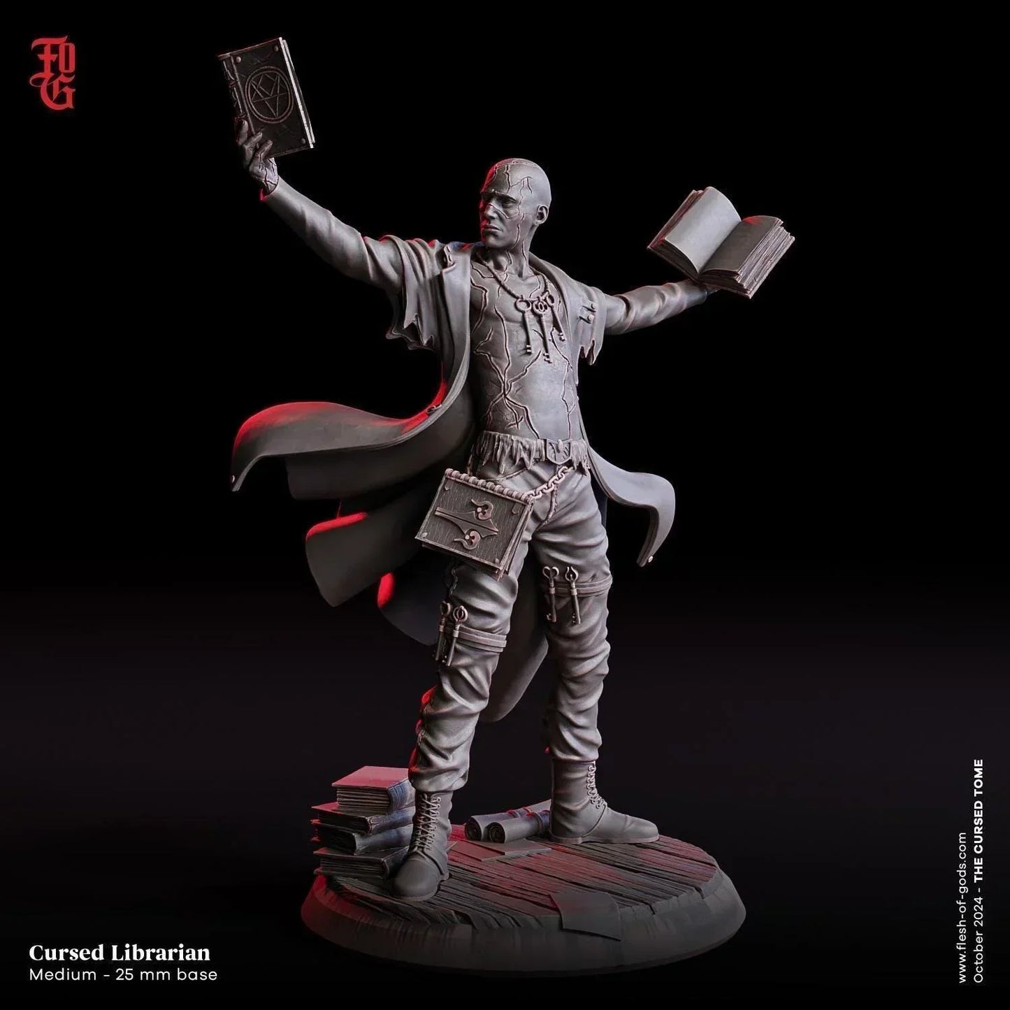 Cursed Librarian Miniature | NPC Scholar Figure for TTRPGs | 32mm Scale or 75mm Scale - Plague Miniatures