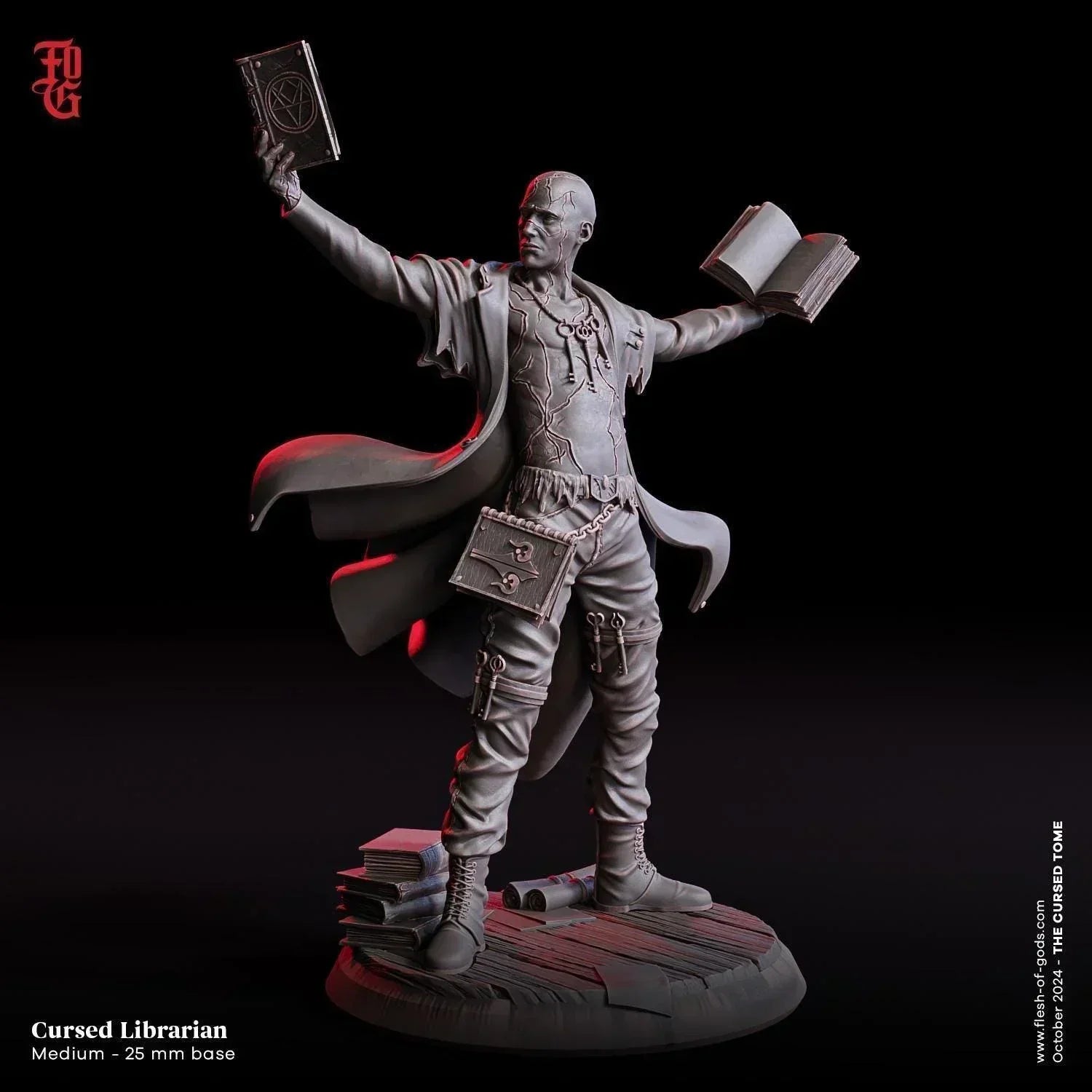 Cursed Librarian Miniature | NPC Scholar Figure for TTRPGs | 32mm Scale or 75mm Scale - Plague Miniatures