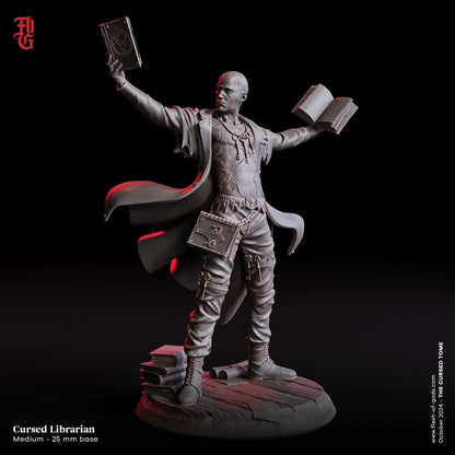 Cursed Librarian Miniature | NPC Scholar Figure for TTRPGs | 32mm Scale or 75mm Scale - Plague Miniatures