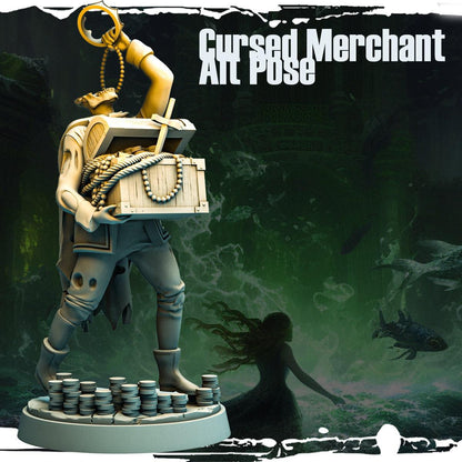 Cursed Merchant NPC Miniature | Skeleton Undead Seafarer | 32mm Scale - Plague Miniatures