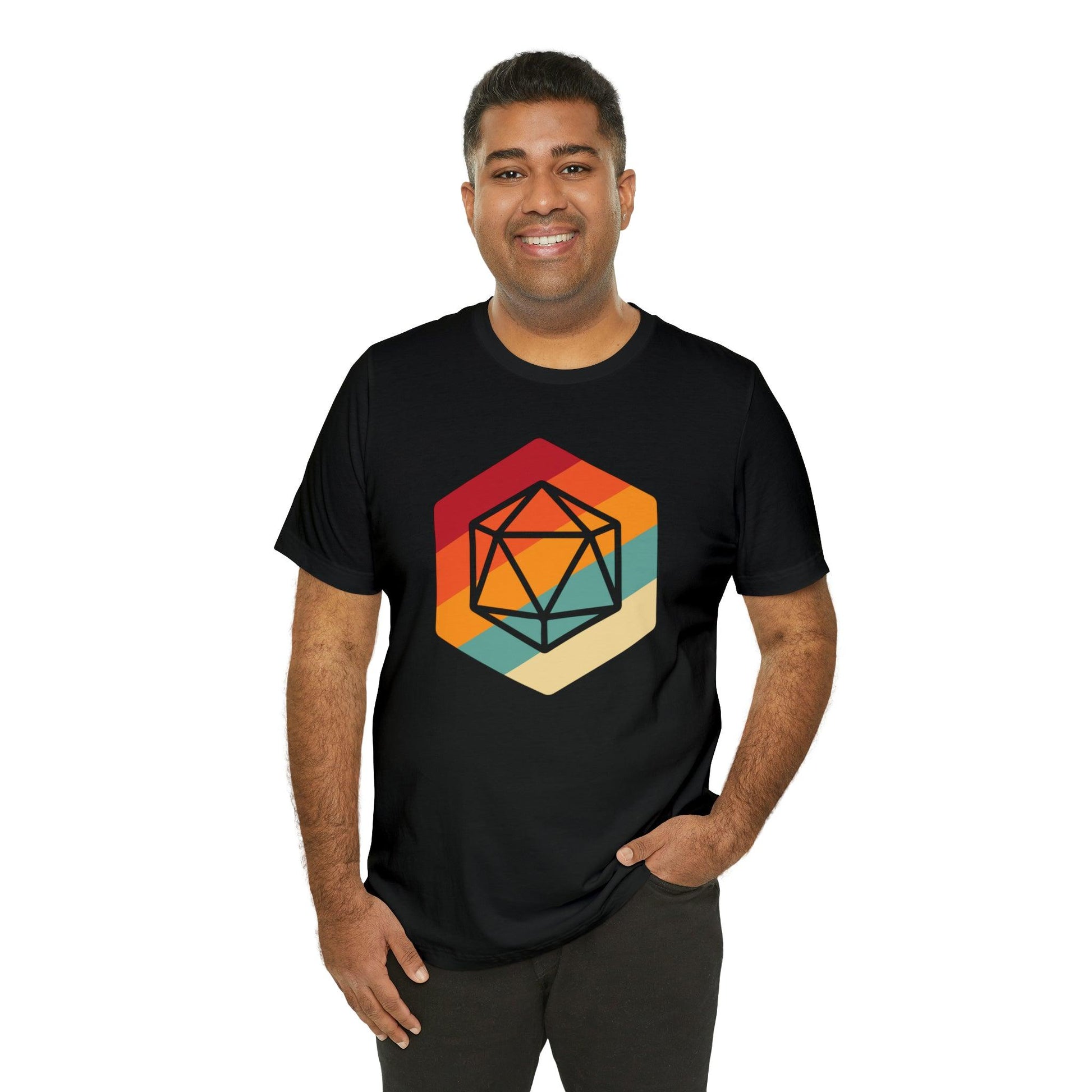 D20 Retro gaming shirt DM gift| | Dungeon Master gift | dnd shirt | ttrpg Nerd tshirt | dungeons and dragons Short Sleeve Tee d20 shirt - Plague Miniatures