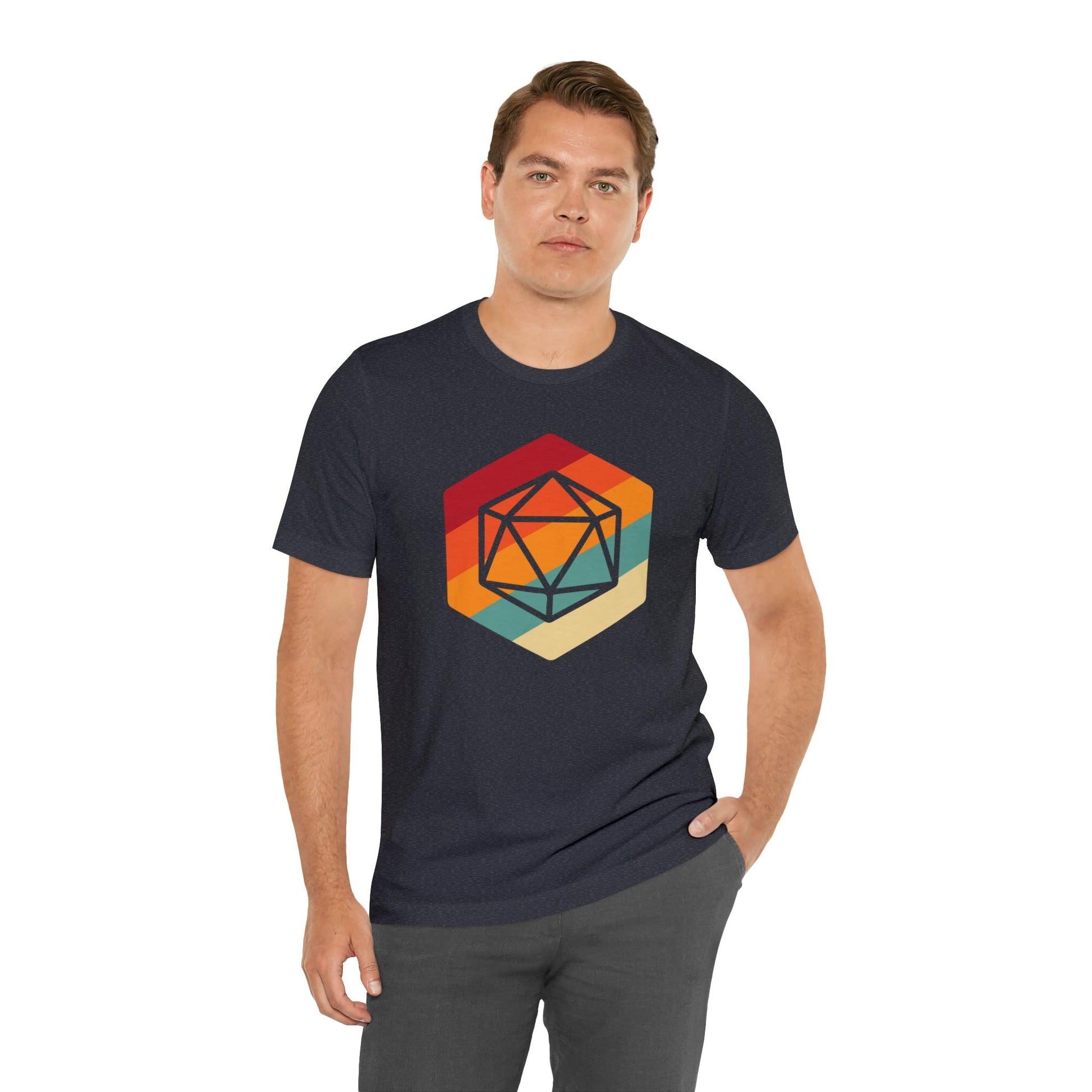 D20 Retro gaming shirt DM gift| | Dungeon Master gift | dnd shirt | ttrpg Nerd tshirt | dungeons and dragons Short Sleeve Tee d20 shirt - Plague Miniatures