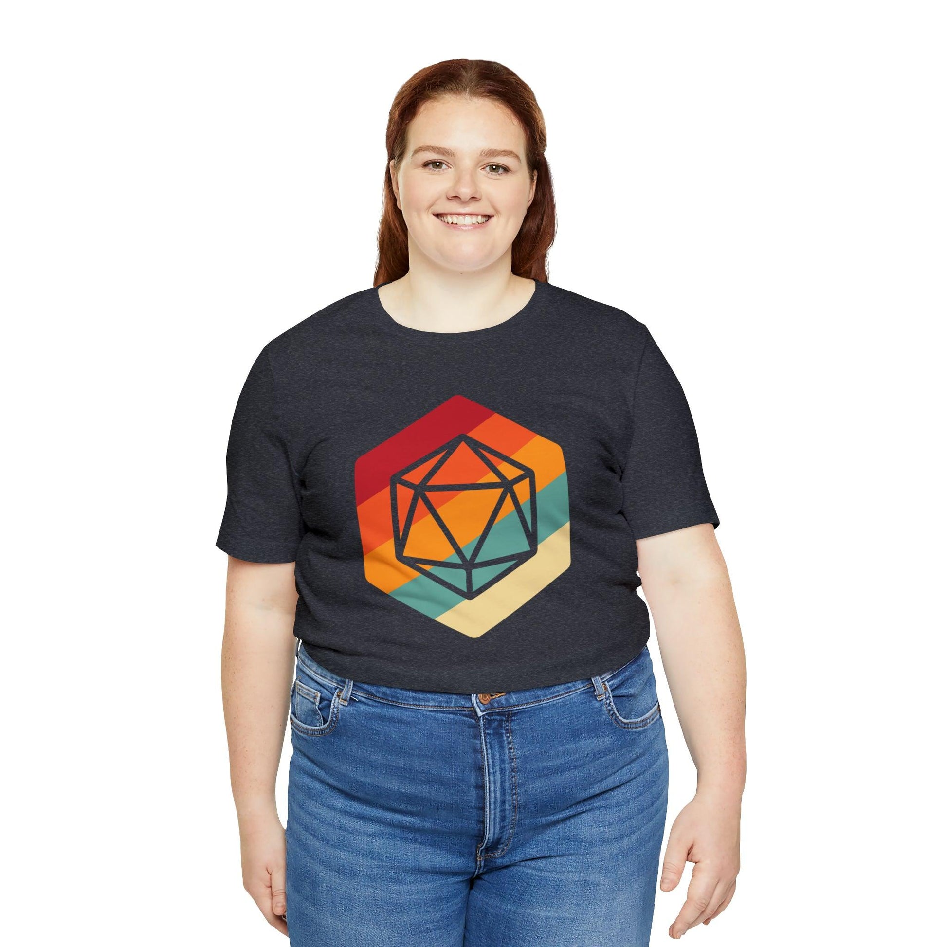 D20 Retro gaming shirt DM gift| | Dungeon Master gift | dnd shirt | ttrpg Nerd tshirt | dungeons and dragons Short Sleeve Tee d20 shirt - Plague Miniatures