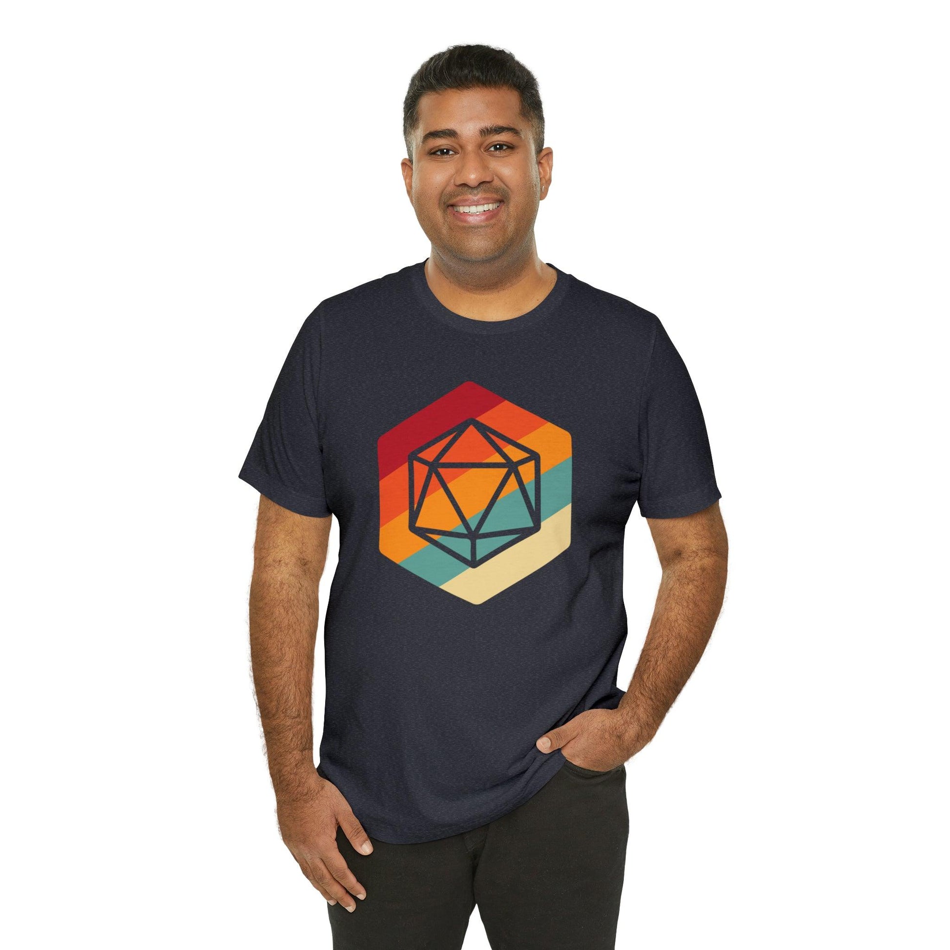 D20 Retro gaming shirt DM gift| | Dungeon Master gift | dnd shirt | ttrpg Nerd tshirt | dungeons and dragons Short Sleeve Tee d20 shirt - Plague Miniatures