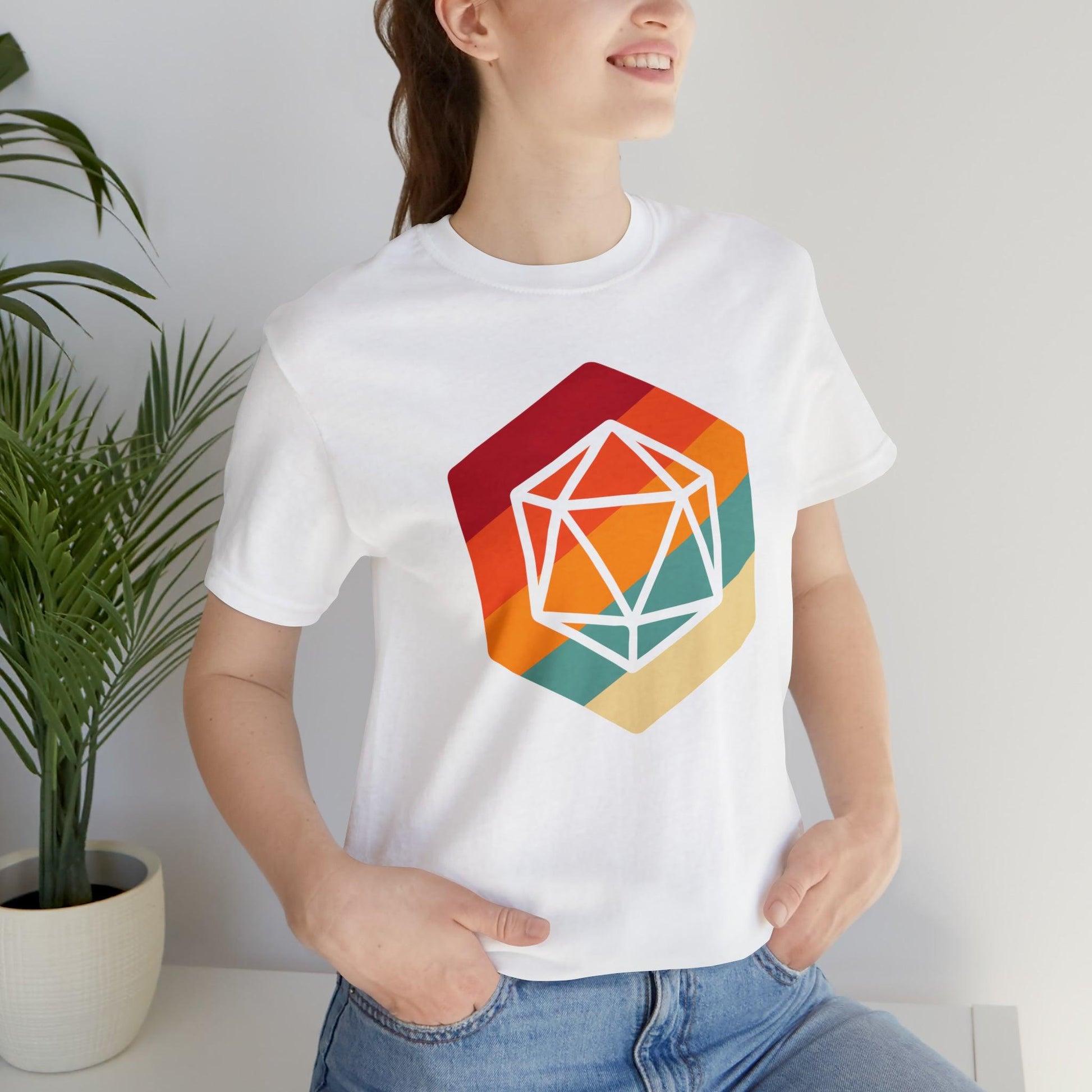 D20 Retro gaming shirt DM gift| | Dungeon Master gift | dnd shirt | ttrpg Nerd tshirt | dungeons and dragons Short Sleeve Tee d20 shirt - Plague Miniatures