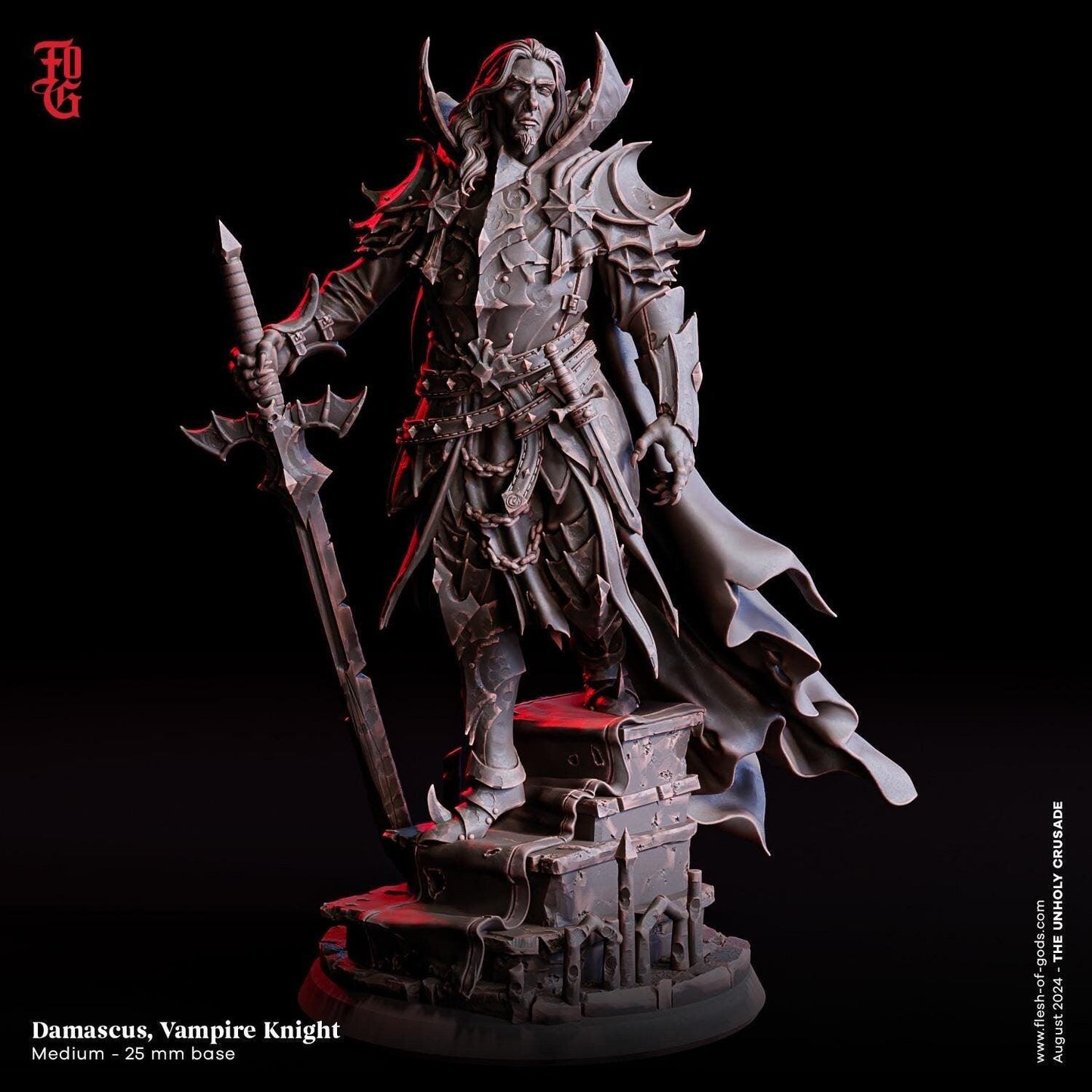 Damascus, Vampire Knight Bust Statue | Resin Vampire Decor for Nerdy Collectors - Plague Miniatures