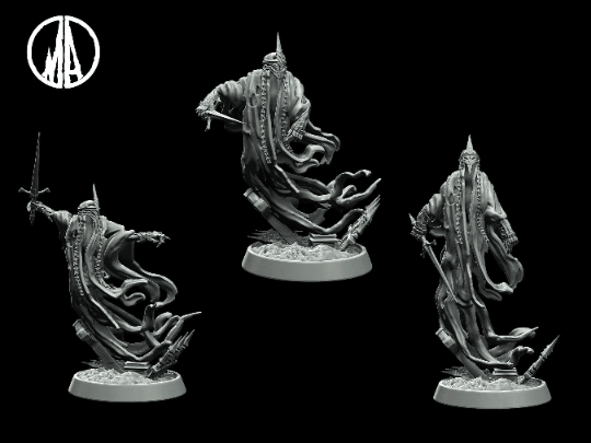 Damned Spirit Miniature - 3 Poses - 28mm scale Tabletop gaming DnD Miniature Dungeons and Dragons, ttrpg dnd 5e - Plague Miniatures