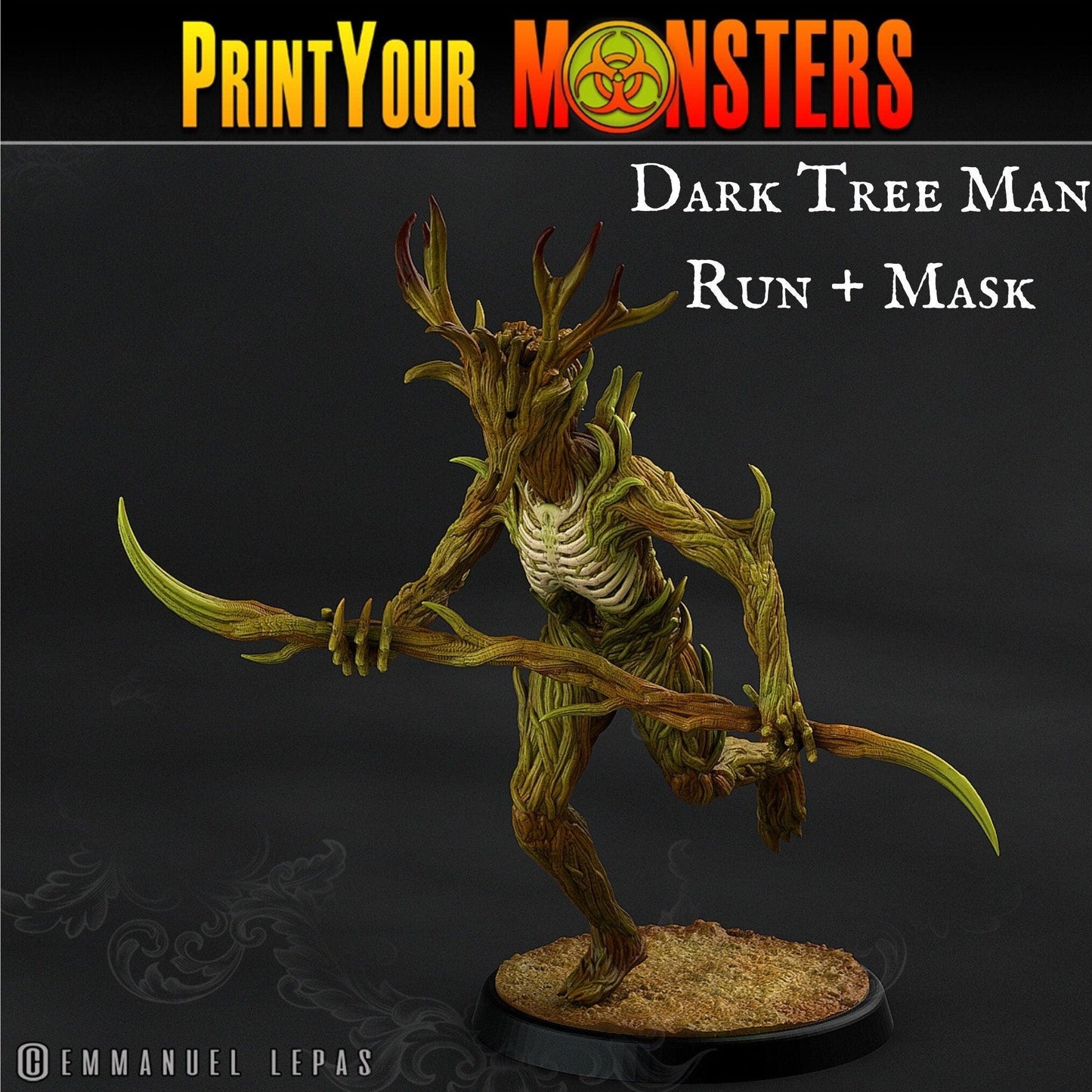 Dark Tree Man Miniatures 2 Axes | Print Your Monsters | Tabletop gaming | DnD Miniature | Dungeons and Dragons, dnd 5e dnd monster treant - Plague Miniatures shop for DnD Miniatures