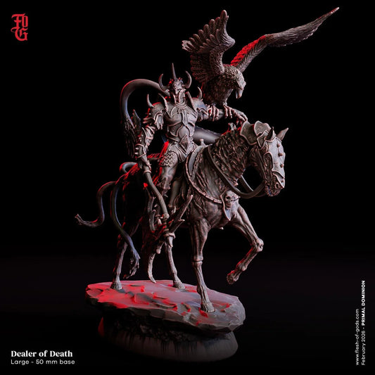 Dealer of Death Miniature | Mounted Reaper Dark Rider Monster Figurine | 50mm Base - Plague Miniatures