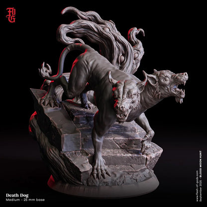 Death Dog Miniature | Mutant Two-Headed Canine Monster Figurine | 32mm Scale - Plague Miniatures