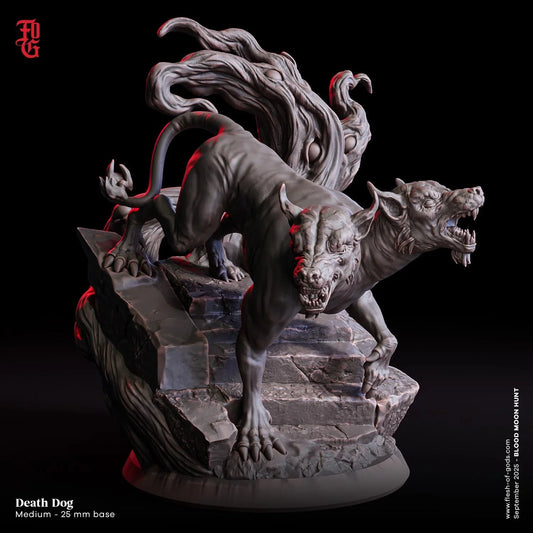 Death Dog Miniature | Mutant Two-Headed Canine Monster Figurine | 32mm Scale - Plague Miniatures