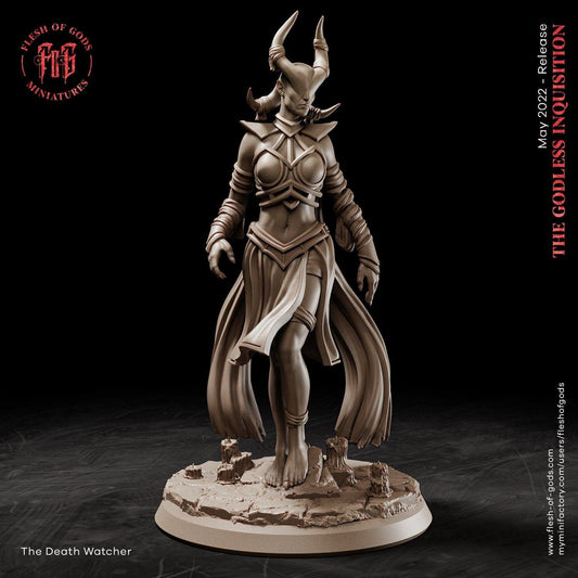 Death Watcher Female Demon Miniature | Dark Sorceress of the Abyss Miniature | 32mm Scale - Plague Miniatures