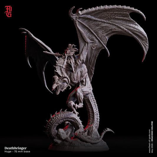 Deathbringer with Rider | Huge Dragon Monstrosity Miniature | 75mm Base - Plague Miniatures