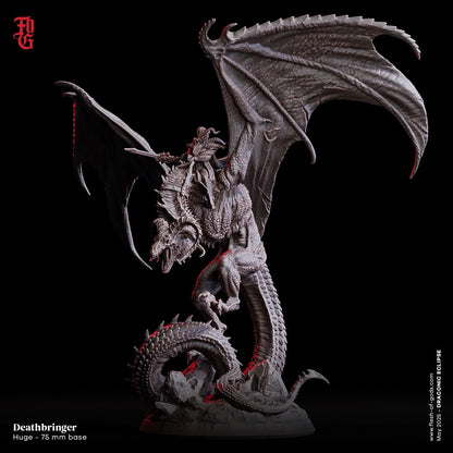 Deathbringer with Rider | Huge Dragon Monstrosity Miniature | 75mm Base - Plague Miniatures